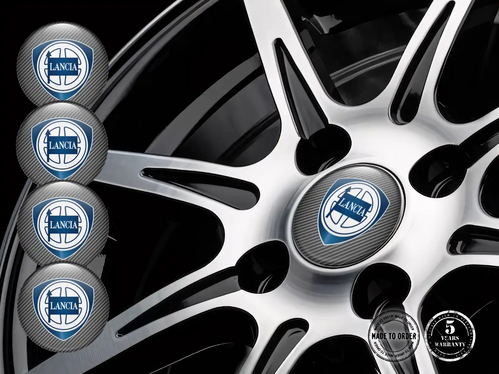 Lancia Silikonaufkleber Stil Gewölbte Felgenembleme